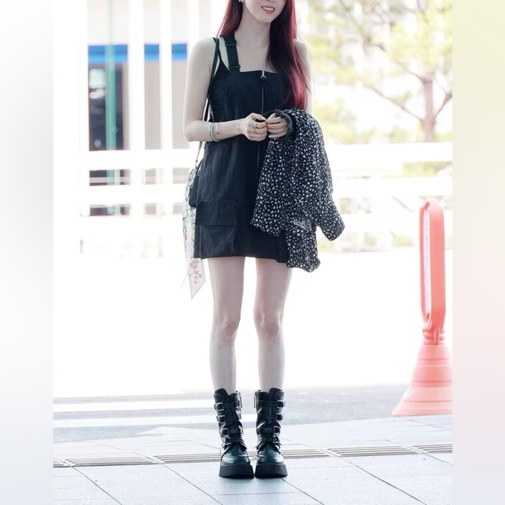 Charles & Keith Black Platform Combat Boots